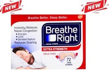 Breathe Right Extra Strength Tan Nasal Strips 72 Strips (PACK OF 3)