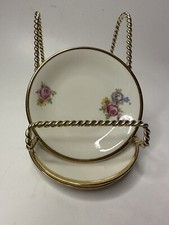 Seltmann Weiden Bavaria West Germany Set Of 3 Small Plate Flowers Gold Rim 4  