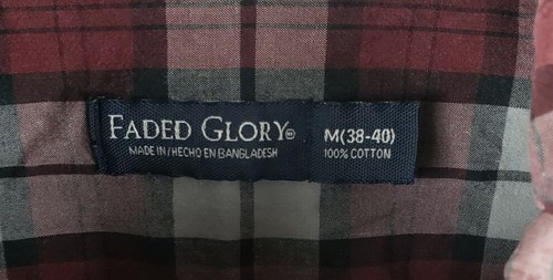 Faded Glory Shirt Button Down Long Sleeve Burgundy & Gray Plaid Mens Size M - Picture 6 of 11