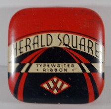 VINTAGE HERALD SQUARE  TYPEWRITER RIBBON  IN ORIGINAL TIN - GREAT CONDITION thumbnail