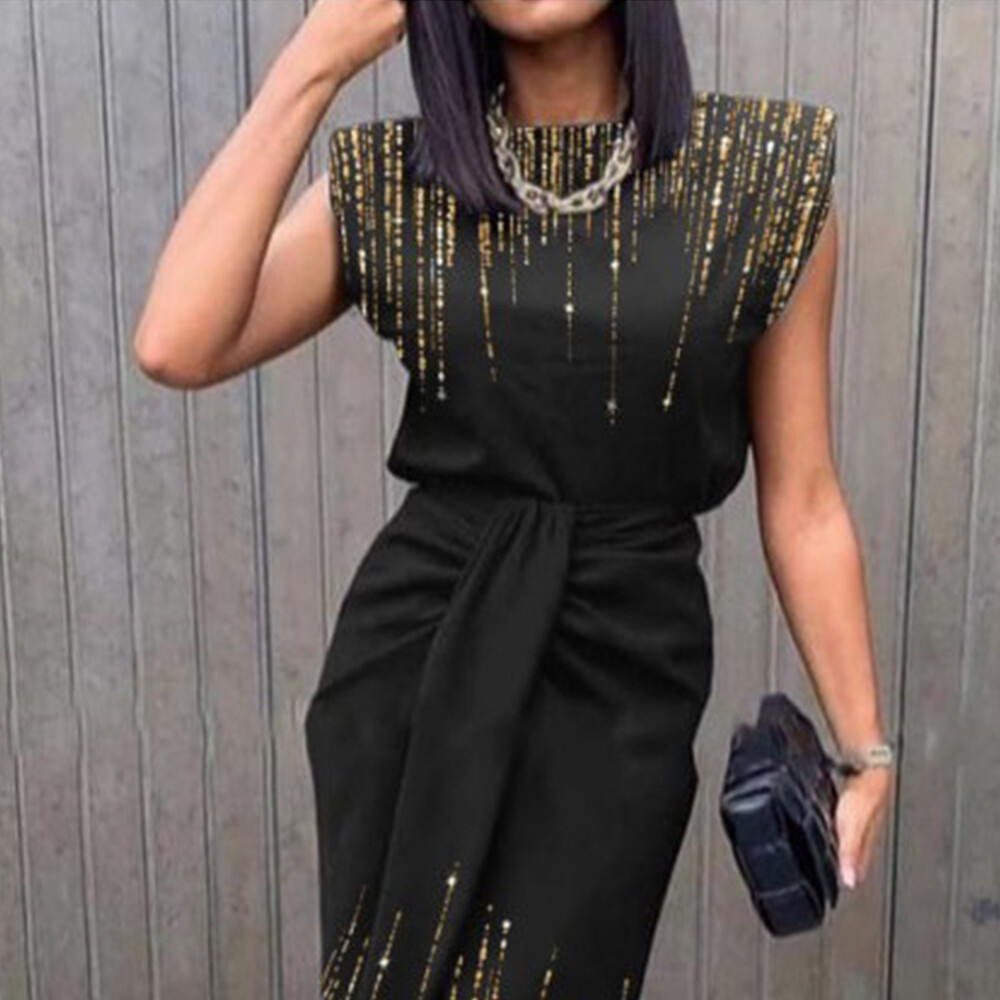 ⭐⭐Womens Sexy V Neck Sequins Midi Dress Evening Cocktail Party Wrap