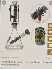 Phoenix Star 10 Inch Freezable Glycerin Bong With Honeybee Pattern~~￼