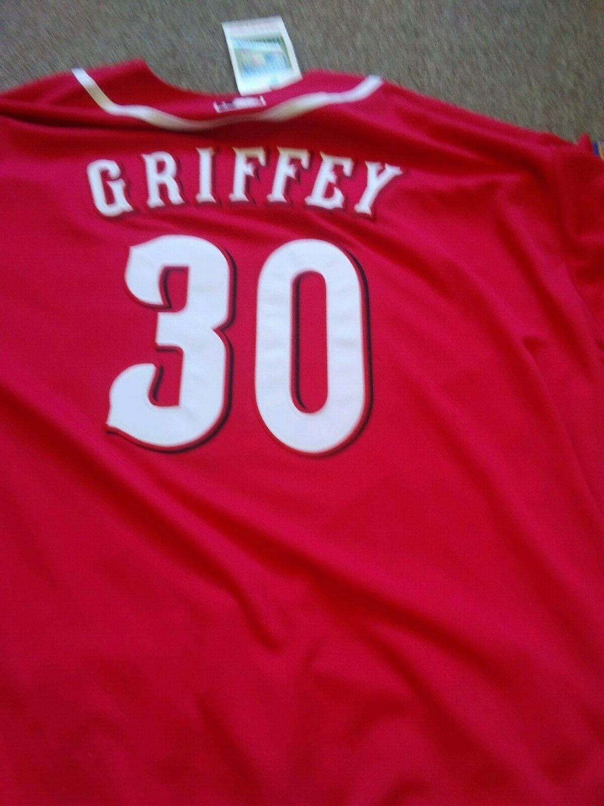Cincinnati Reds #30 Ken Griffey Jr.Throwback Duel Patch Jersey RED NWT SZ  XXL 52