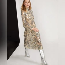 Cynthia Rowley Michelle Bell Sleeve Printed Sequin Midi Dress