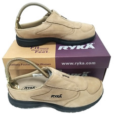 RYKA Aura Leather Mule Slides Shoes Women 8M Tan Nubuck Nitracel Comfort New Box