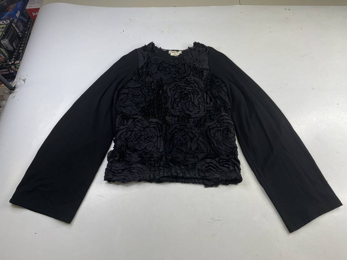 Comme Des Garcons Black floral-applique long-sleeve blouse top