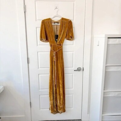 slim fit dress slacks Yellow Velvet Dress main image 0