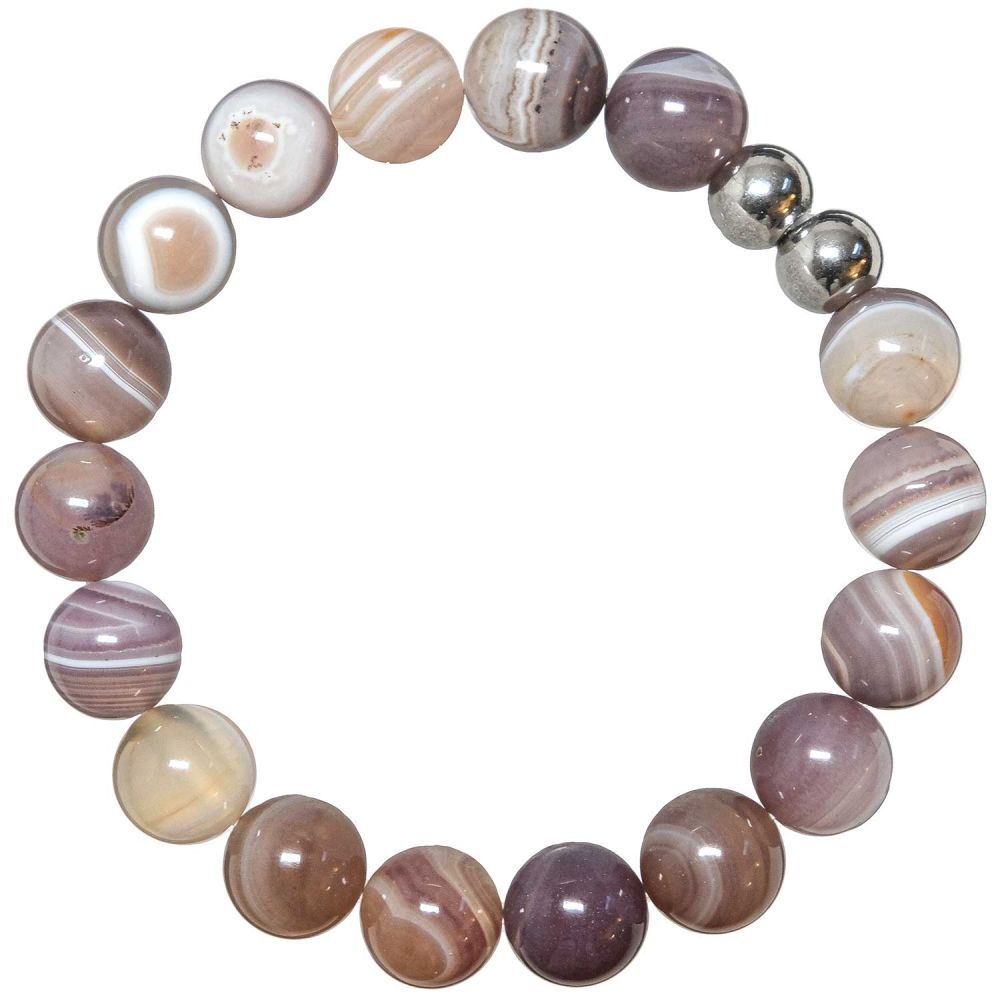 Bracelet agate du Botswana perles 10mm bijoux pierres naturelles mixtes