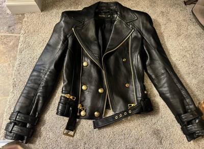 Veste En Cuir H&M Balmain, Taille 48, Style Moto, Neuve Sans étiquettes