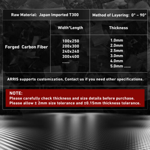 100X250 Forged Carbon Fiber Sheet Laminate Plate Panel Board 1.0-4MM Thickness - Picture 6 of 6