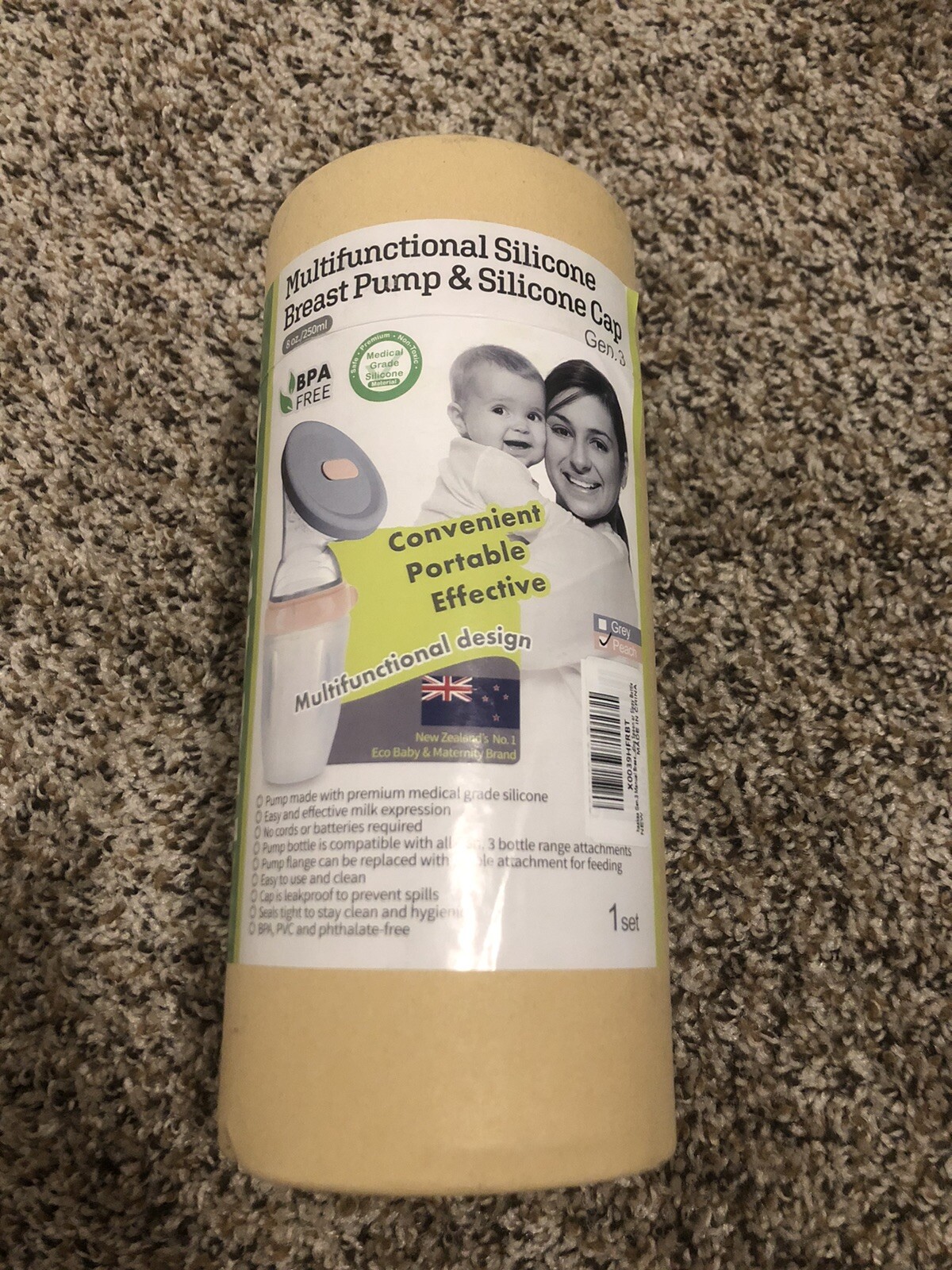 haakaa Gen.3 Manual Breast Pump 5oz/160ml (Grey) with Lid - Silicone Breast Pump