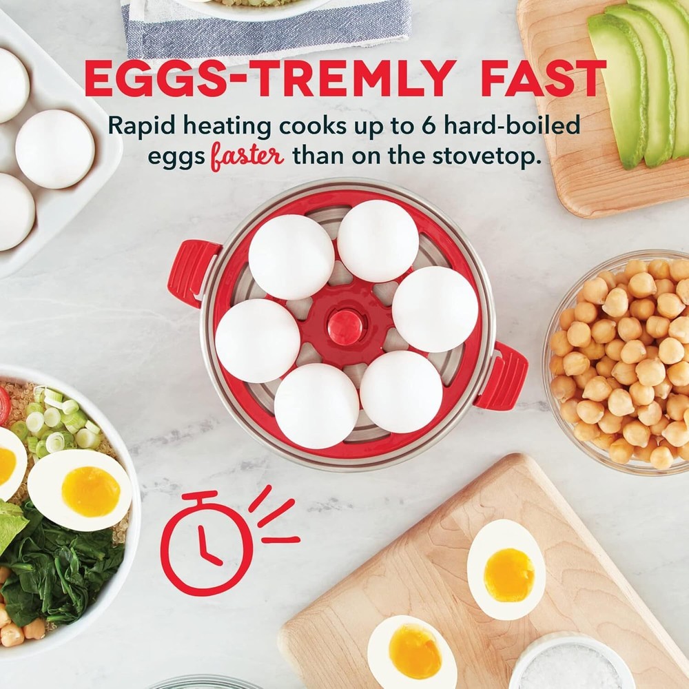 DASH Rapid Egg Cooker 6 Electric Hard Boiled Red Appliance