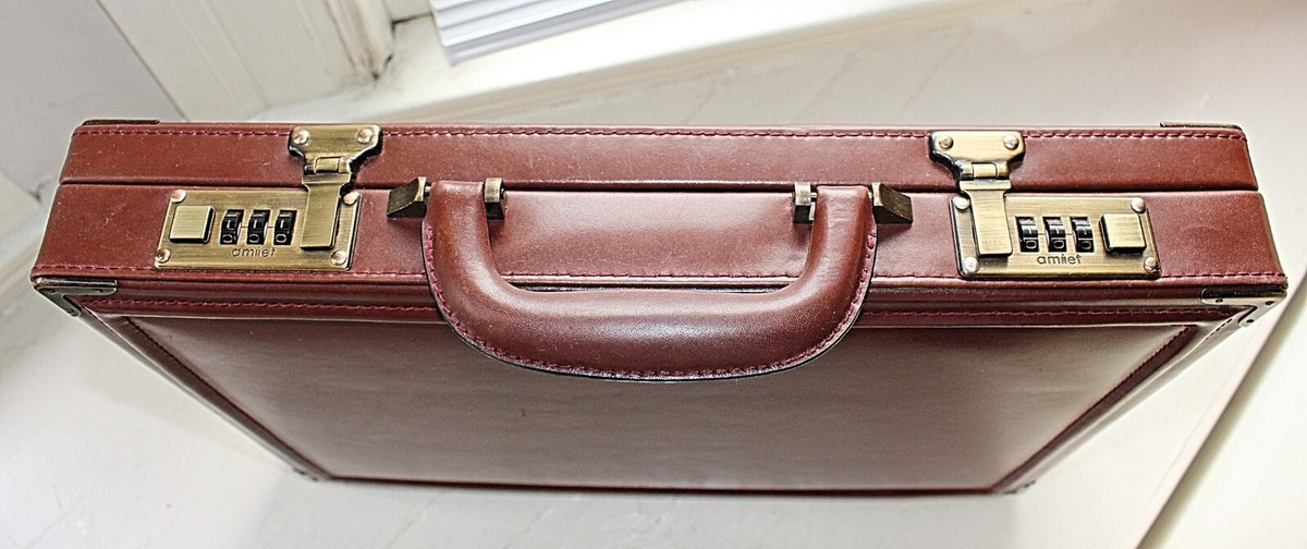 Vintage 1980s Amiet Leather Combination Lock Briefcase - Burgundy