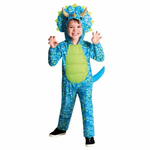 Boys Blue Dino Fancy Dress Costume Cosplay Pre-Historic Role Play dress Up Roar - Picture 1 of 1