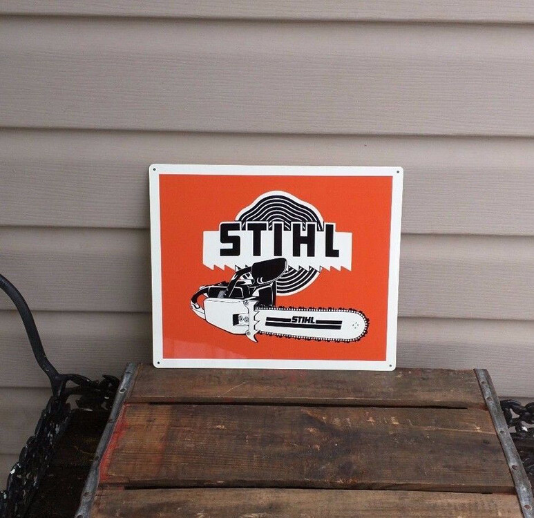  Stihl Chainsaw Metal Sign Power Tools Vintage Look Garage Shop 10x12 50113