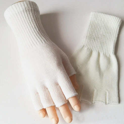 Thermal Fingerless Gloves Mens Womens Knitted Warm Winter Half Finger Mittens UK - Picture 5 of 27
