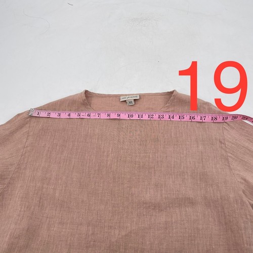 Old Friends Women's M/L Top mauve 100% Linen blouse Long Sleeve shirt pullover - Picture 6 of 10