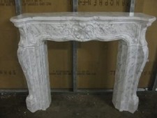 Kaminumrandung Kaminverkleidung  Kamin Breite140cm Cararaweißmarmoriert