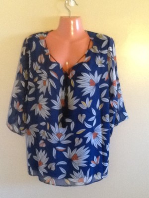 Women's Casual Relaxed Fit Floral Print Blouse Top EX Large