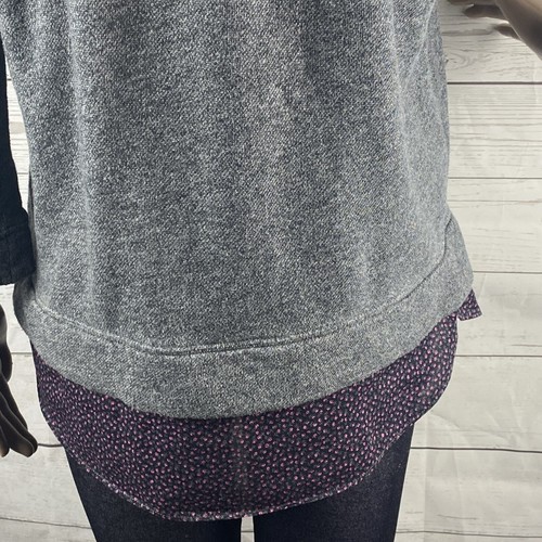 Ann Taylor LOFT Pullover Medium grau rosa Blumenkragen Kunstschicht Reißverschluss hinten Strick - Bild 11 von 12