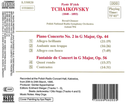 Tchaikovsky Piano Concerto No.2 & Concert Fantasy BERND GLEMSER