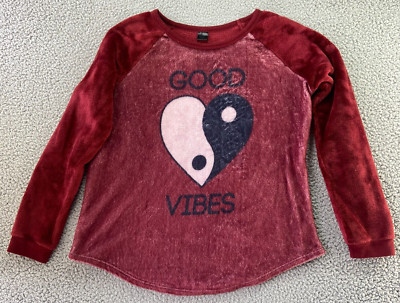 Cold Rush Women's Multicolor GOOD VIBES Very Soft Long Sleeve Top  L Yin Yang