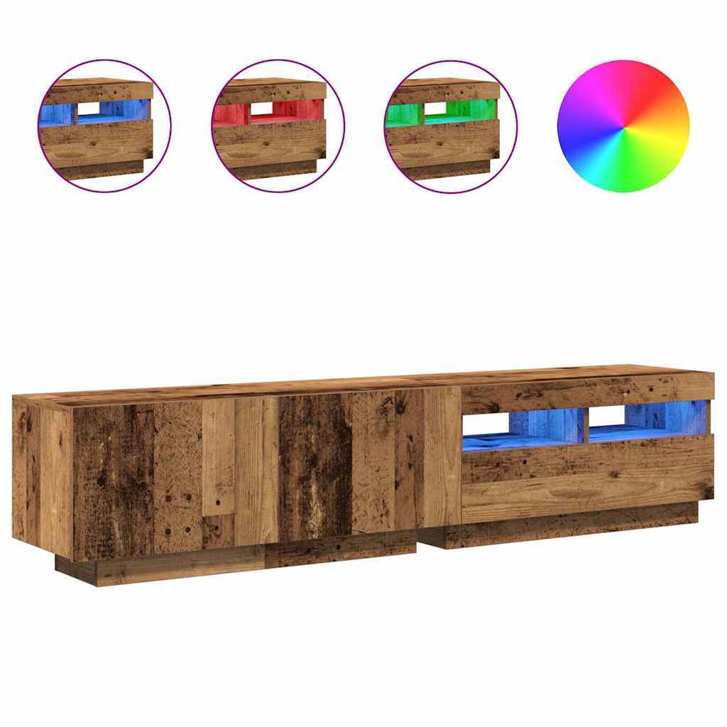 Meuble TV LED en bois d'ingénierie premium au design texturé vieux bois