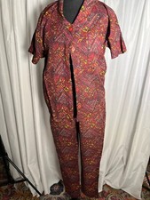 vintage two piece set/ rayon/ great condition / lg top/med pants