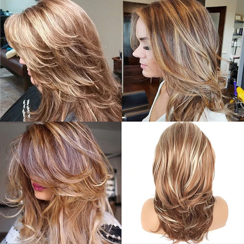 Синтетические длинные светлые многослойные парики для женщин волнистые с подсветкой парик для вечеринок - Изображение 3 из 4
