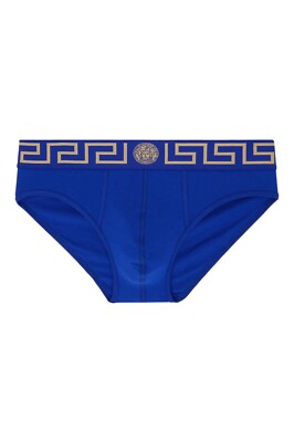 NWT Versace Mens Greca Border Brief Blue Size 4 Small