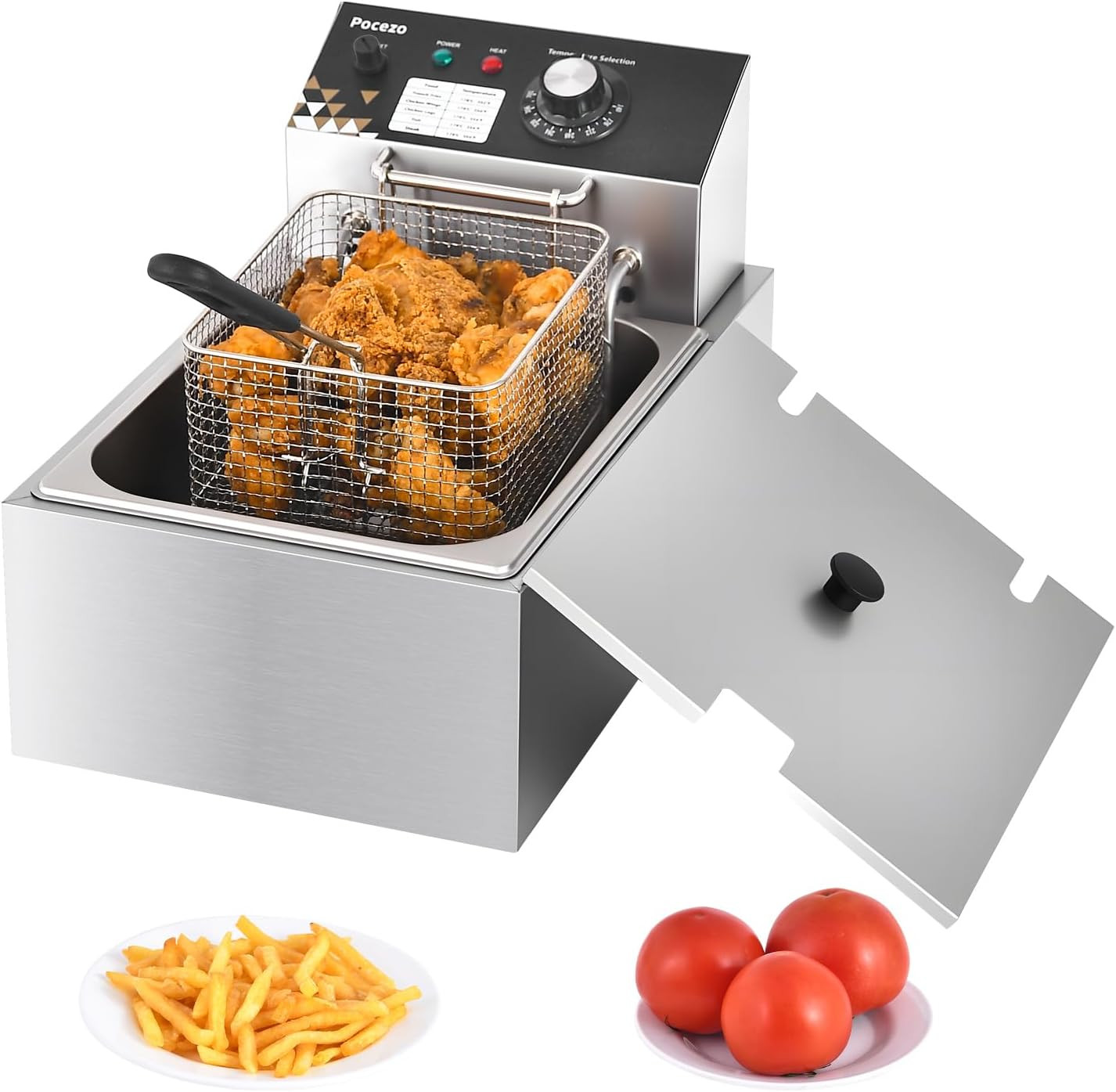Deep Fryer with Basket, 1700W 9.1Qt Oil Tank/ 4Qt Basket, Stainless Steel Counte
