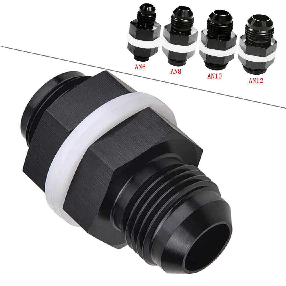 NEW Black AN6 AN8 AN10 AN12 Flare Fuel Cell Bulkhead Fitting NEW Black AN6 AN8 AN10 AN12 Flare Fuel Cell Bulkhead Fitting
