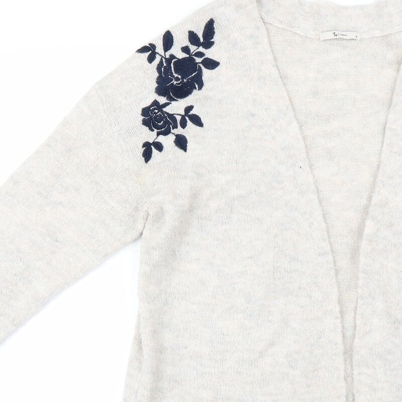 Sainsburys Womens Green VNeck Floral Acrylic Cardigan Jumper Size 16