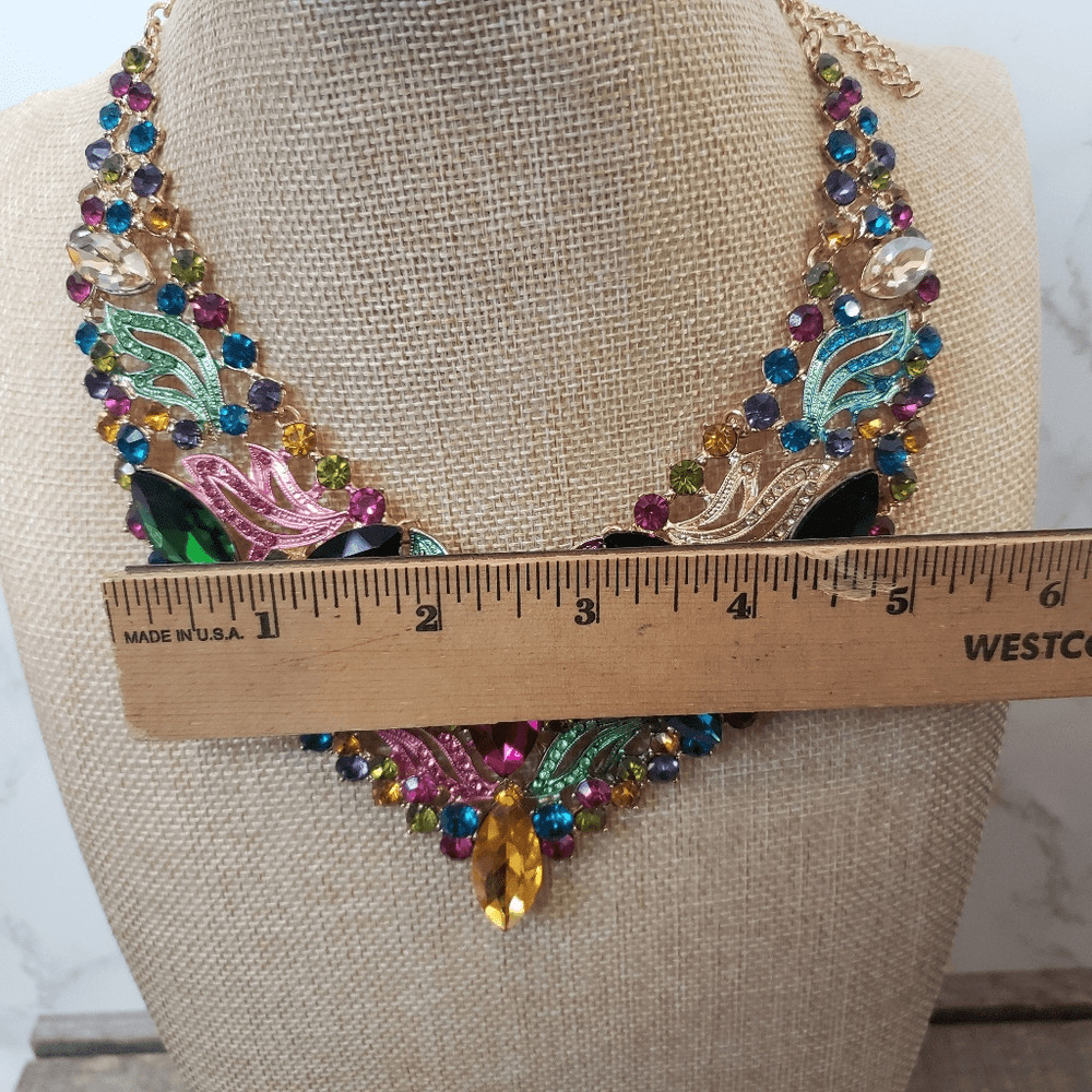 STATEMENT Necklace Ring Bracelet Earrings Set Dra… - image 10