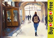 Urban Light 5"x7" Print on Matte Paper | Modern City Street Painting Artwork