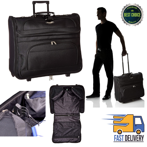 Folding Garment Bag Luggage Carry Suitcase Travel Wheels Rolling