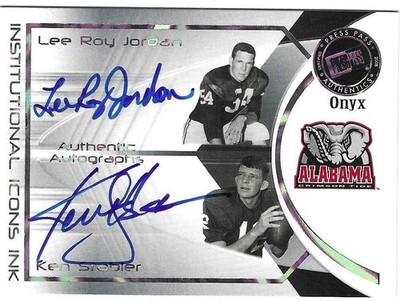 Ken Stabler Lee Roy Jordan 2008 PRESS PASS DUAL AUTOGRAPH CARD Alabama AUTO /25