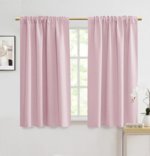 Pink Short Blackout Curtains, 48 Inch Long 2 Panels Black Out Curtains for Girls