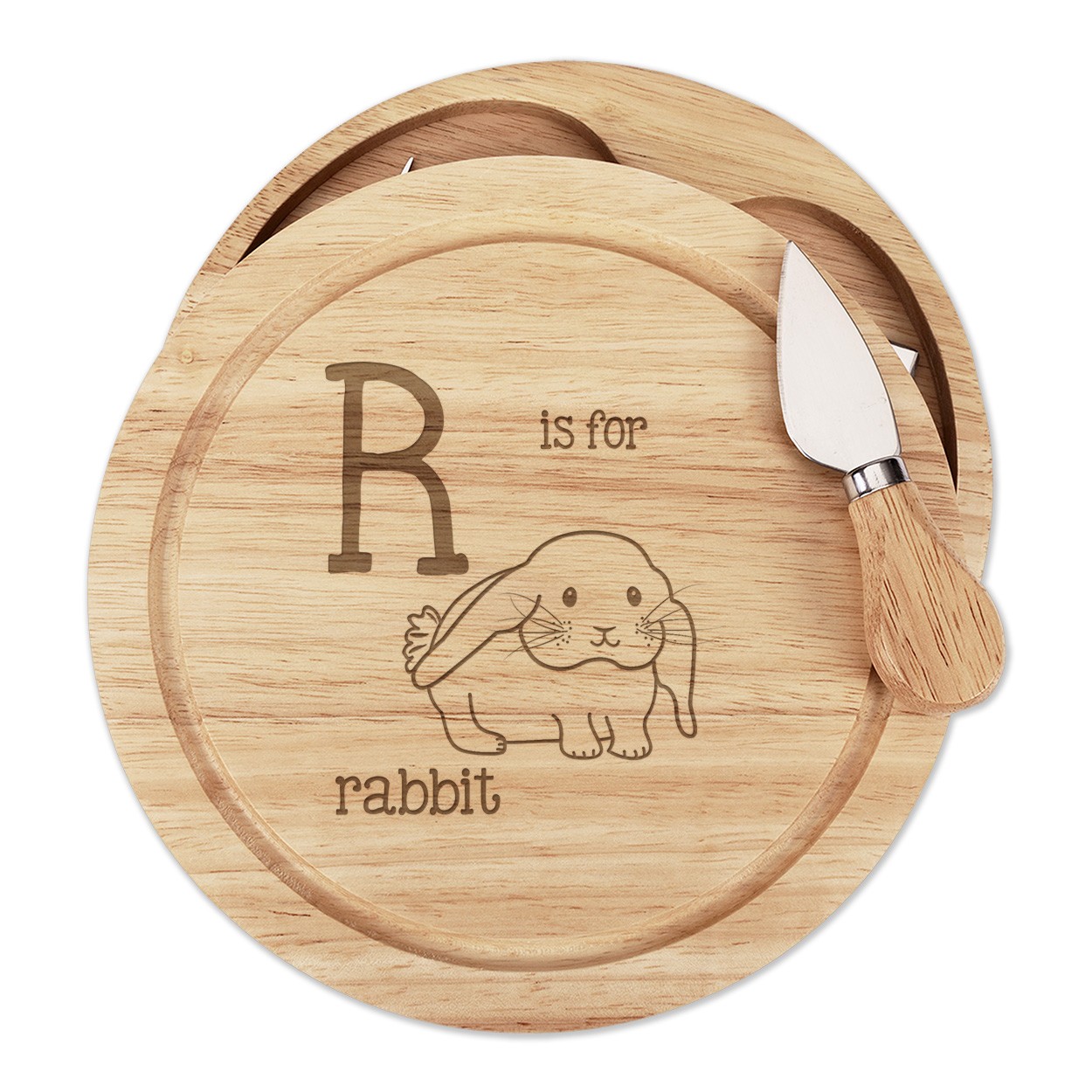 Letter R Is For Rabbit Cheese Board Knife Set Funny Alphabet