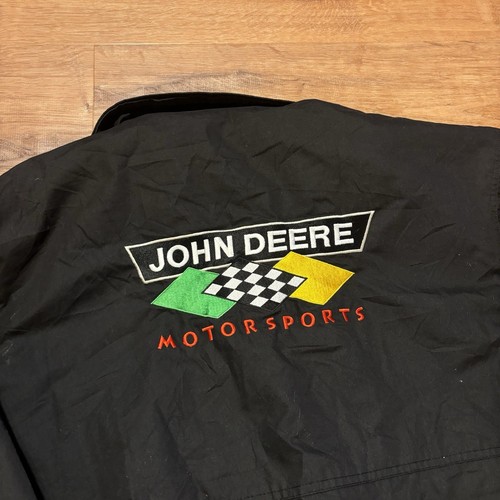 Vintage John Deere Racing Nascar Jacket 90s Mens Medium Black Chad Little Golf - Picture 3 of 6