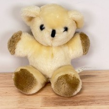 VTG Eden Toys Yellow Teddy Bear Plush 7" Baby Rattle Stuffed Animal