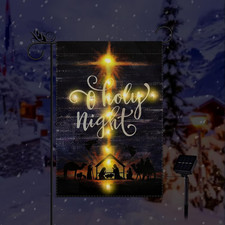 Lighted Christmas Garden Flag - Jesus Nativity Scene, 12.5 x 18 Inch