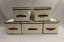 JUNELILY Collapsable Lidded Storage Boxes with Handle - Set of 5 - Used