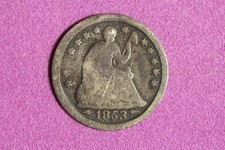 ESTATE FIND 1853 ARROWS - Seated Liberty Half Dime #K63455