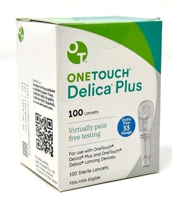 OneTouch Delica Plus Lancets 33G Extra Fine 100 Count EXP 2029 New - 3 Boxes