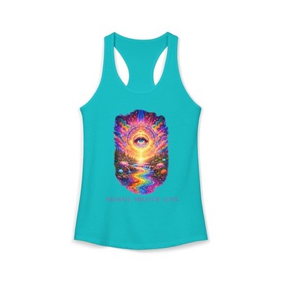 Psychedelic yoga tank top women's racerback Mediate breathe love third eye art