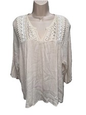 Urban Mangoz BoHo Inspired BabyDoll Tunic Lace Bodice & Back Cream