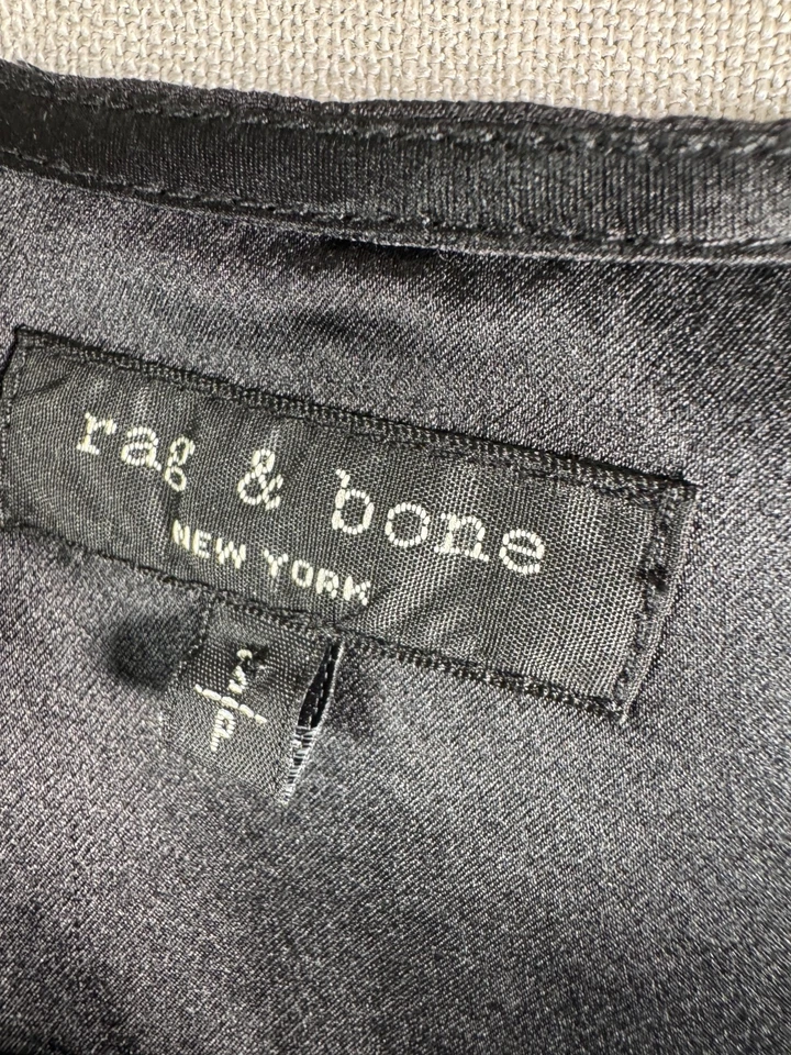 Rag & Bone Womens Top Silk V Neck Long Sleeves Blouse Black Size Small S/P - Image 4 of 4