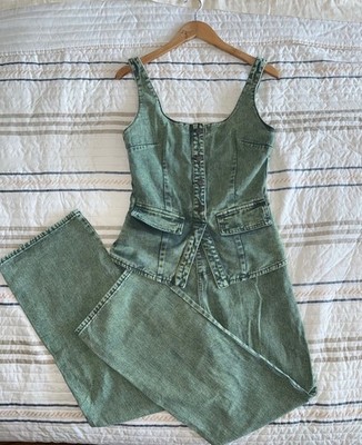 Green denim jumpsuit 