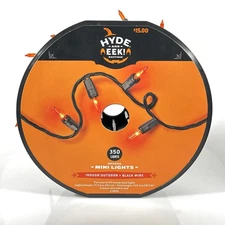 Hyde and Eek! 2 Sets of Indoor / Outdoor Black Wire - 350 Mini Lights - Orange